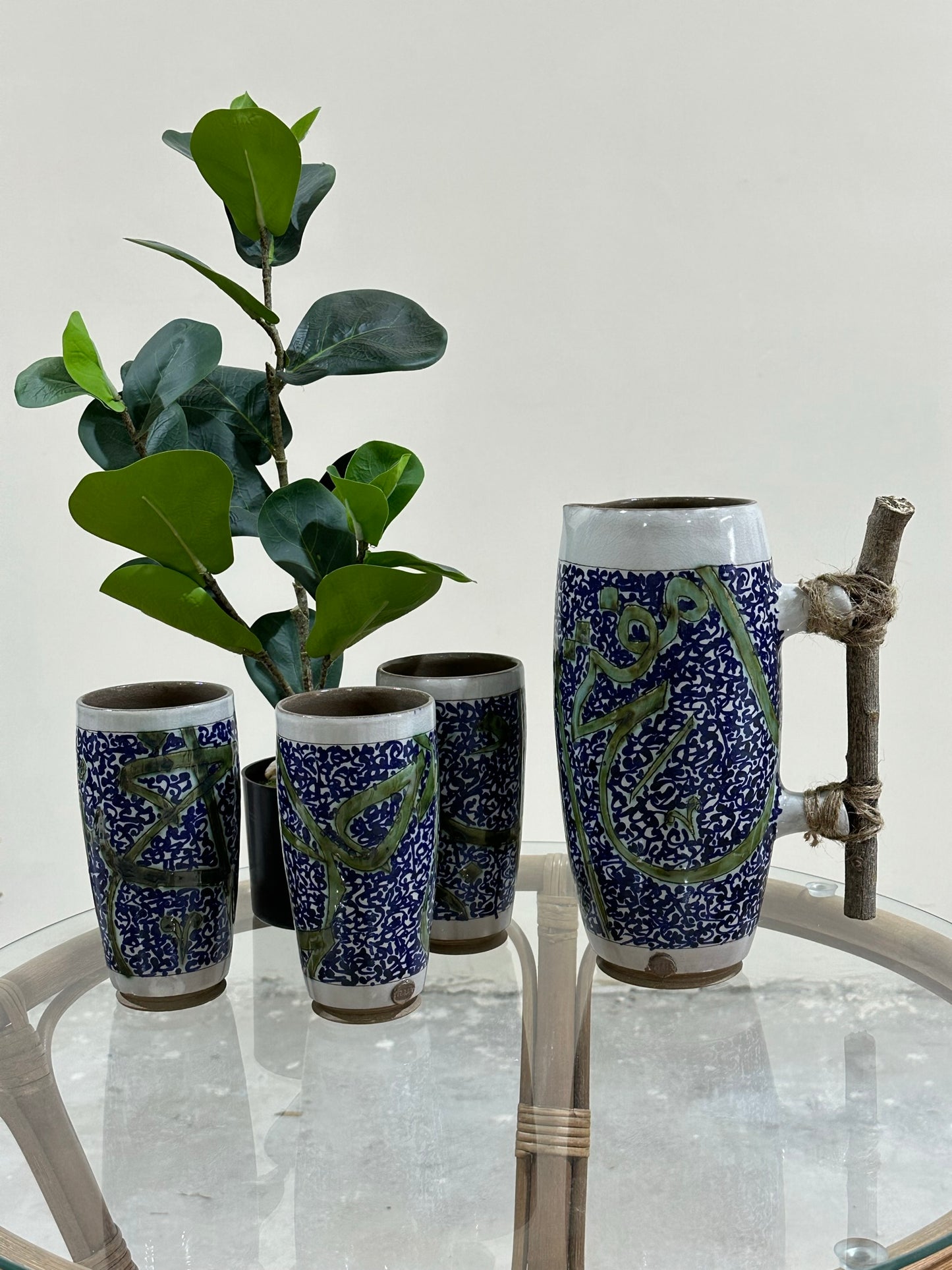 Turath Tableware Collection - Calligraphy Pitcher & Cups