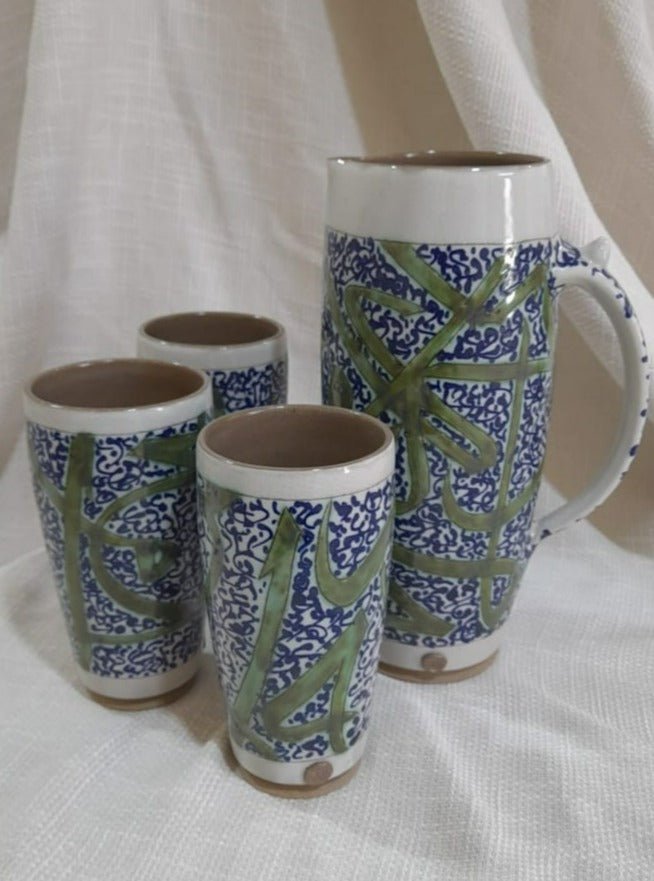 Turath Tableware Collection - Calligraphy Pitcher & Cups