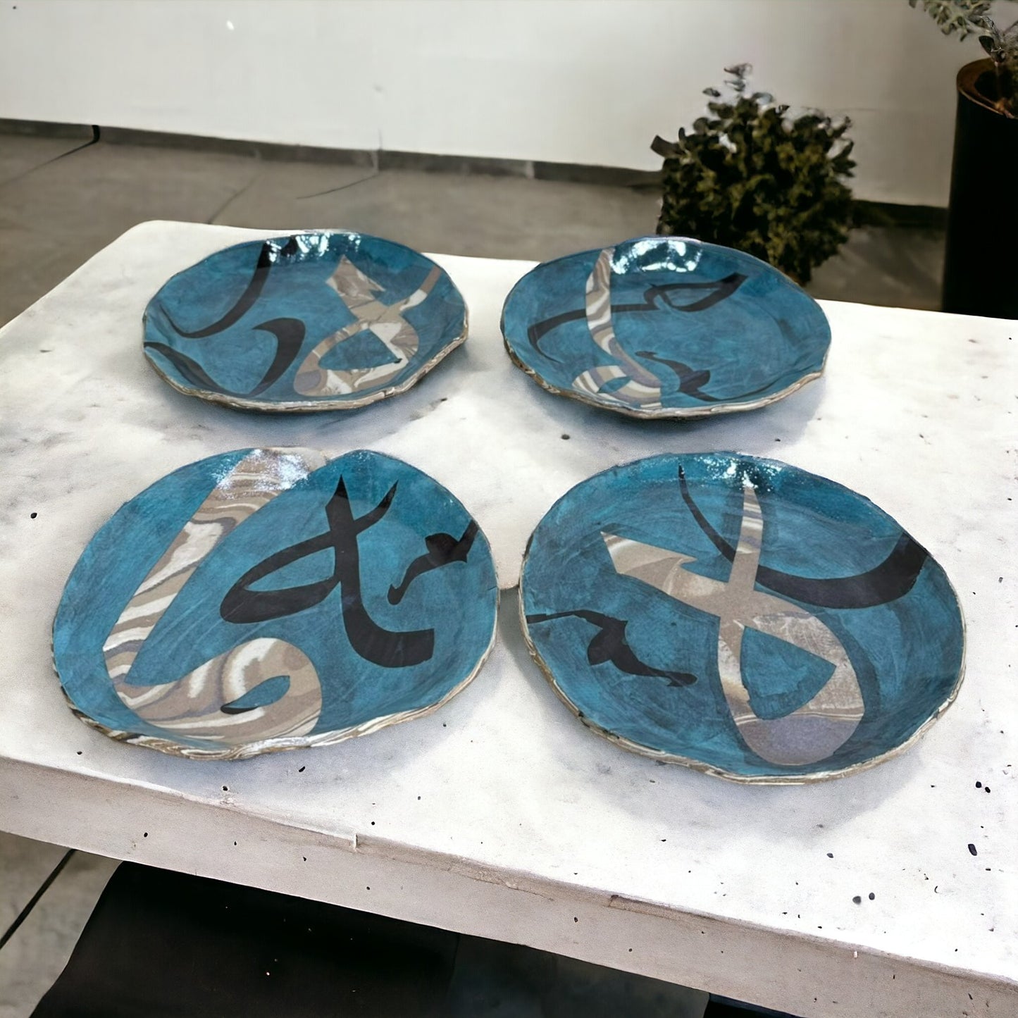 Kalimat Calligraphy Blue Small Plates