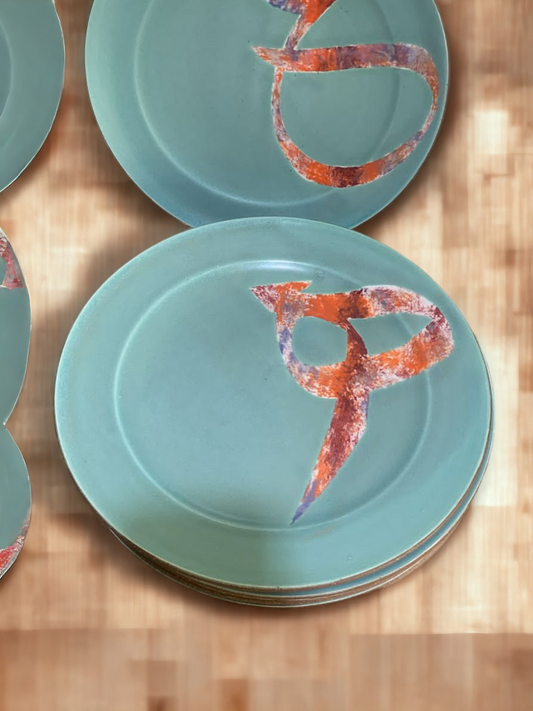 Orient Calligraphy Tiffany Blue Plate