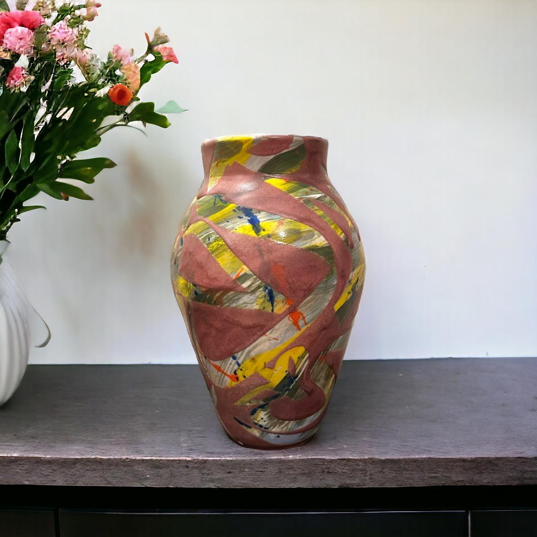 Kalimat Arabic Calligraphy Vase - Purple and Yellow