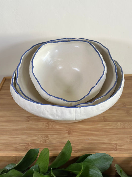 Meadows Tableware Collection - Crema Bowl with blue line