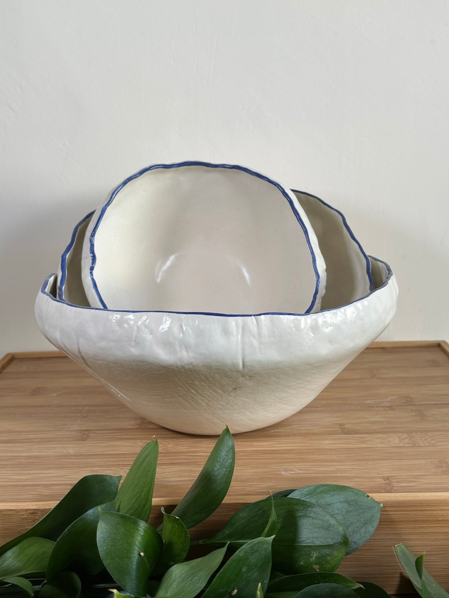 Meadows Tableware Collection - Crema Bowl with blue line