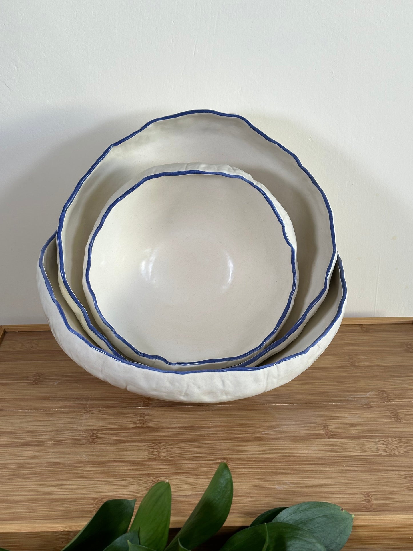 Meadows Tableware Collection - Crema Bowl with blue line